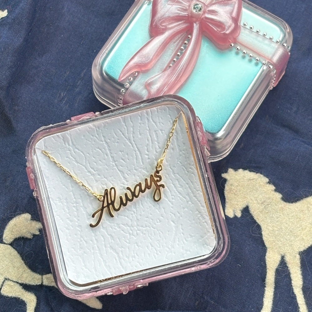 Brand New 14K Gold Plated 925 Sterling Silver Always Necklace Bon Jovi 18" Chain - Picture 3 of 16
